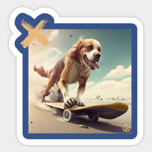 Skateboarding Pup Sticker